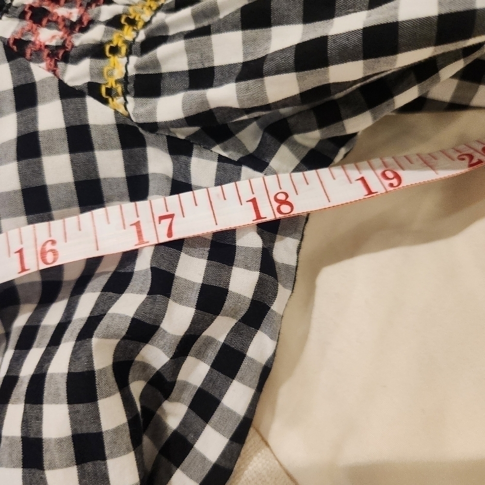 MADEWELL black and white gingham embroidered detail top with waist tie - Picture 9 of 15